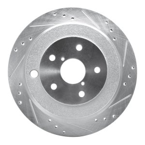 Subaru B9 Tribeca Brake Rotor (1) - Rear Right - R1 Concepts - Drilled & Slotted - Silver - `06-`14
